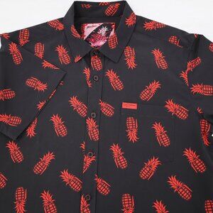 Retro Rifle Shirt Mens Medium Painkiller Pineapple Print Short Sleeve Button Up